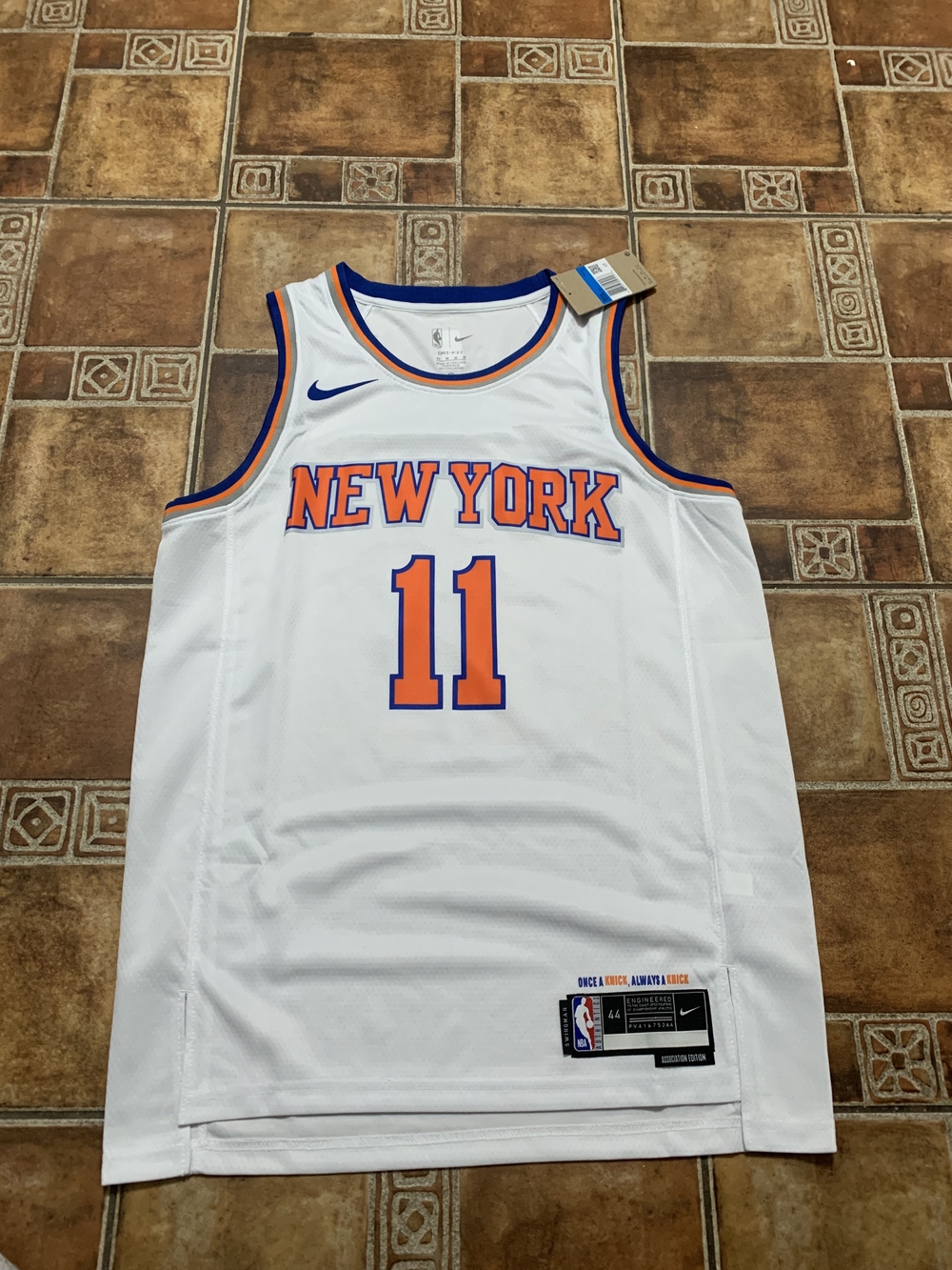 Nike New York Knicks White Orange Blue #11 Basketball Jersey